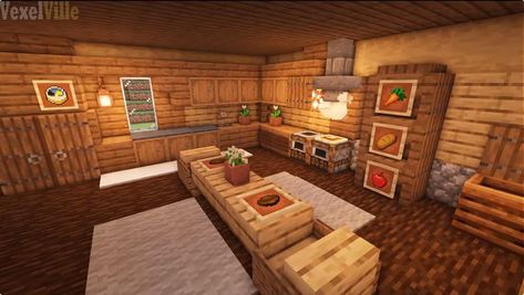 Minecraft Interior Design Kitchen, Minecraft Interior Design Ideas, Minecraft Bakery, Minecraft Kitchen Design, Kitchen Minecraft, Minecraft Barn, Large Kitchen Design, Minecraft House Interior, Minecraft Kitchens