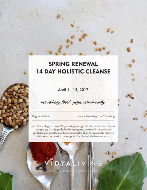 Spring Renewal | 14 Day Holistic Cleanse - learn an Ayurvedic approach to seasonal cleansing at home. Join the community April 1-14th, 2017. Food Cleanse, Spring Cleanse, Ayurveda Recipes, Cleanse Recipes, Holistic Lifestyle, Fit Board Workouts, Holistic Wellness, Original Recipe, Special Guest