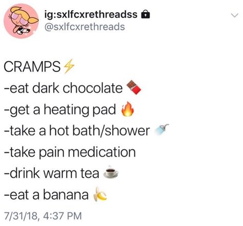 Good Things To Eat On Your Period, Food Period Cramps, Things To Eat During Period, Things To Eat When On Your Period, Medicine For Period Cramps, What To Do When U Have Period Cramps, Things To Do When You Have Your Period, Stuff To Eat When Sick, What To Do When Having Period Cramps