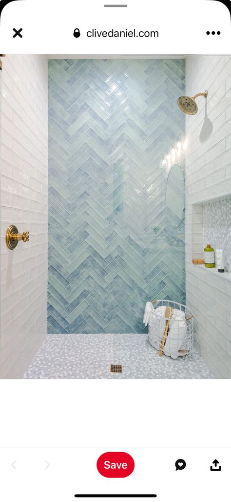 Master Bath Tile Shower Ideas Herringbone, Coastal Bathroom Design Beach, Fun Bathroom Tile Ideas, Boho Bathroom Tile Ideas, Wavy Shower Tile, Chevron Shower Tile, Bathroom Remodel Coastal, Shiplap Bathroom Accent Wall, Beachy Bathroom Ideas