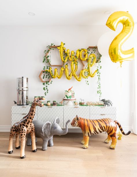 Two Wild Safari Birthday Party - Healthnut Nutrition Two Wild Animal Birthday Party, Wild About Two Birthday, Wild Two Birthday, Party Animals 2nd Birthday, 2 Wild Birthday Party Boy, Birthday Party For 2 Year Boy, Second Birthday Zoo Theme, Zoo Second Birthday Party, Wild Two Birthday Party Ideas