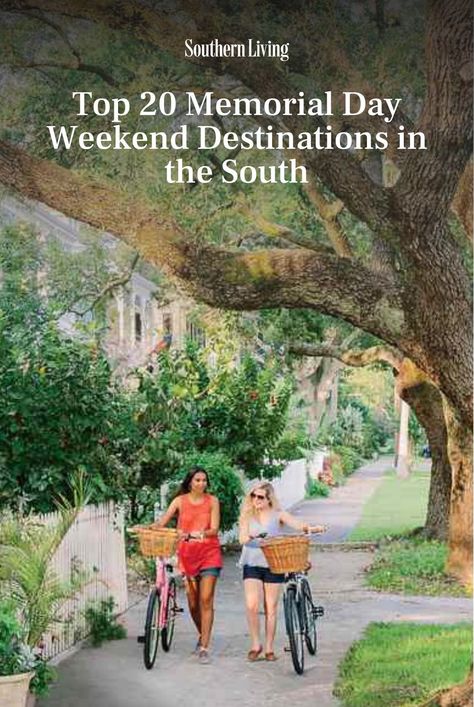 Whether you want to enjoy a relaxing couple of days on a sunny beach, eat and shop your way through a historic city, or seek cooler weather in the mountains, the South is full of wonderful places to spend Memorial Day weekend. Here are the 20 best places in the South to go for Memorial Day. #memorialday #southernliving Memorial Day Weekend Trips, Relaxing Couple, Memorial Weekend, Fun Places To Go, Memorial Day Weekend, Blue Ridge Parkway, Sunny Beach, Ocean City, Beach Town