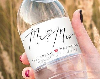 Water bottle wedding labels | Etsy Wine Bottle Labels Wedding Cricut, Wine Bottle Labels Wedding Zazzle, Wine Bottle Label Template, Asia Wedding, Water Bottle Labels Birthday, Wedding Bottle Labels, Dinner Planning, Wedding Water, Water Bottle Labels Wedding