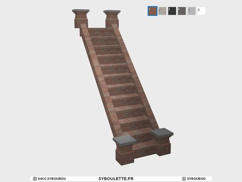 Stairs With Railing, Sims 4 Stairs, Bamboo Decking, Artist Loft, Mirror Box, Brick Colors, Squat Rack, Sims 4 Build, Stair Railing