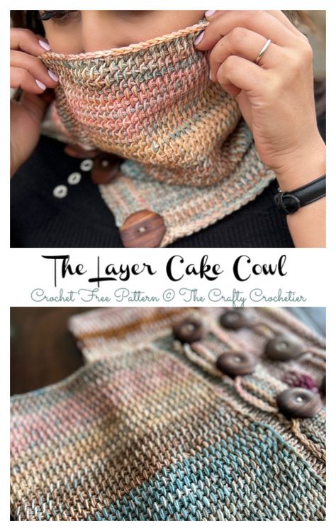 The Layer Cake Cowl Tunisian Crochet Free Pattern Tunisian Crochet Neck Warmer, Tunisian Crochet Free, Crochet Neck Warmer, Cake Lace, Crochet Inspo, Cowl Pattern, Pattern Images, Crochet Free, Crochet Cowl