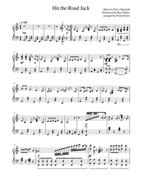 Download and print in PDF or MIDI free sheet music for Hit The Road Jack by The Blues Brothers arranged by Flynn Parker Piano for Piano (Solo) Hit The Road Jack Piano, Popular Piano Sheet Music, Music Printables, Vocal Training, Hit The Road Jack, Drums Sheet, Aesthetic Tips, Drum Sheet Music, Free Piano