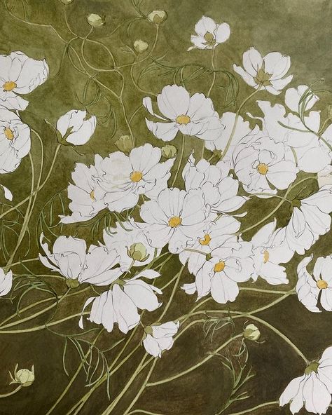 Carleigh Courey (@carleighcoureydesign) | Instagram Carleigh Courey, Cosmos Art, Cosmos Flowers, Flower Sketches, Taking Shape, Botanical Painting, Scandinavian Art, Plant Illustration, Sketchbook Art Inspiration