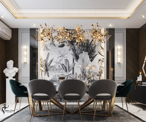 Dining Room on Behance Luxury Dining Room Decor, Dining Room Design Luxury, Dining Area Design, Luxurious Dining Room, Luxury Dining Tables, Dining Interior, Classic Dining Room, Dinning Room Design, Interior Design Dining Room