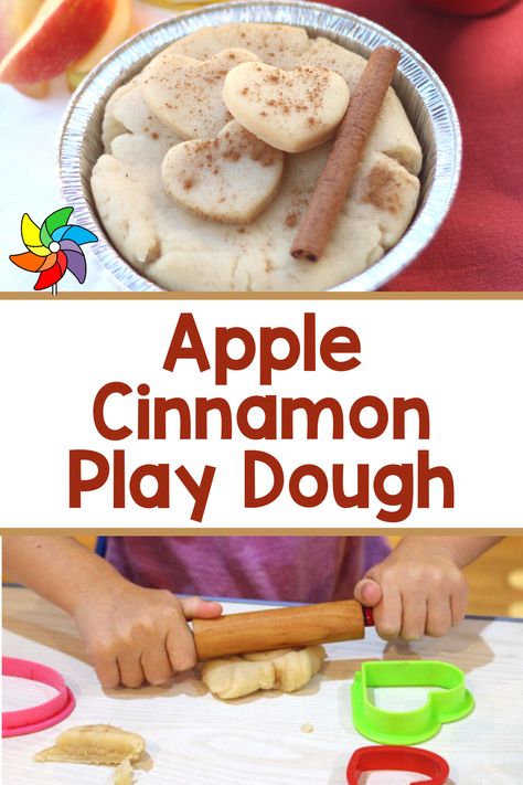 Apple Cinnamon Play Dough is a perfect sensory experience for Fall. Preschoolers will love getting to smell and touch this soft, squishy dough. A favorite preschool theme is The Five Senses. We plan center activities that incorporate multiple senses, that are inviting and of course fun! This Apple Cinnamon Play Dough is a perfect Senses center. Cinnamon Play Dough, Five Senses Preschool, Play Dough Recipe, Senses Preschool, Cooking Theme, Cooking In The Classroom, Activity For Preschoolers, Apple Preschool, Fall Preschool Activities