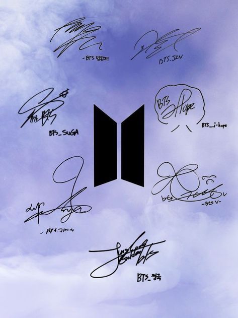 Signs Wallpaper, Card Des, Bts Signatures, Bts Logo, Bts Wallpaper Desktop, Bts Army Logo, Pokemon Birthday Party, Music Collage, Suga Bts Swag