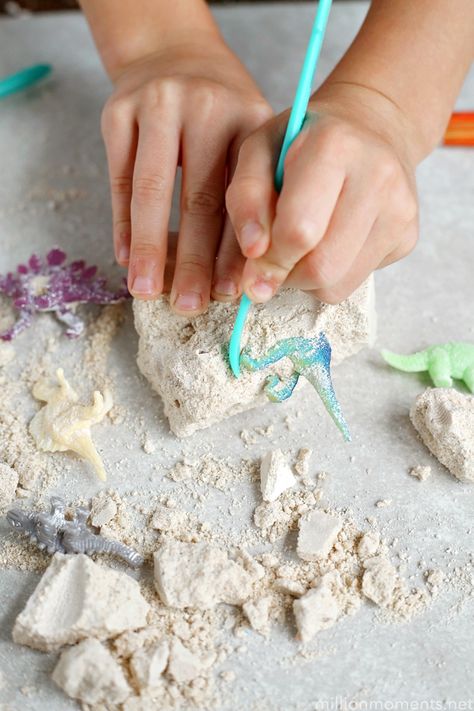 Diy Dig For Fossils, Fossil Digging Activity, Diy Paleontologist Kit, Diy Archeology Dig, Diy Dinosaur Dig How To Make, Diy Dino Dig Kit, Diy Rock Digging Kit, Diy Dino Fossils, Diy Dinosaur Fossil Dig