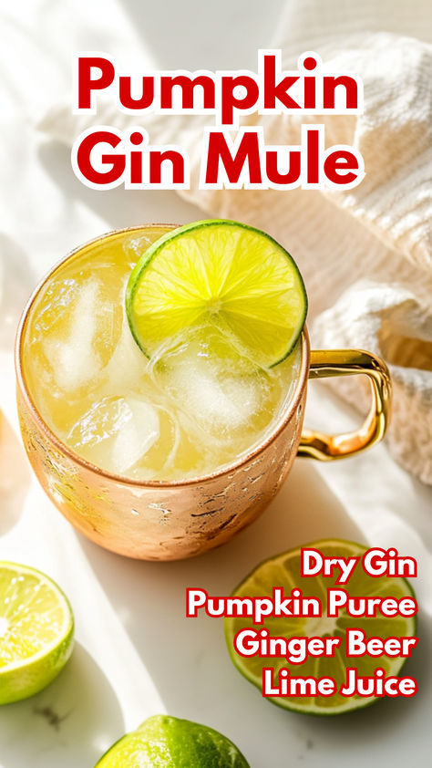 Pumpkin Gin Mule Fall Moscow Mule Recipe, Pumpkin Moscow Mule Recipe, Fall Moscow Mule Pitcher Recipe, Fall Moscow Mule, Pumpkin Spice Apple Cider Moscow Mules, Moscow Mule With Gin, Mule Variations, Whiskey Mule Recipe Ginger Beer, Pumpkin Cocktails