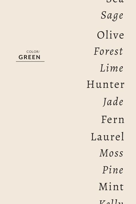 Words To Use Instead, Sage Forest, Design Vocabulary, Descriptive Language, Illustrator Typography, Forest Moss, The Color Green, Words To Use, Unique Words