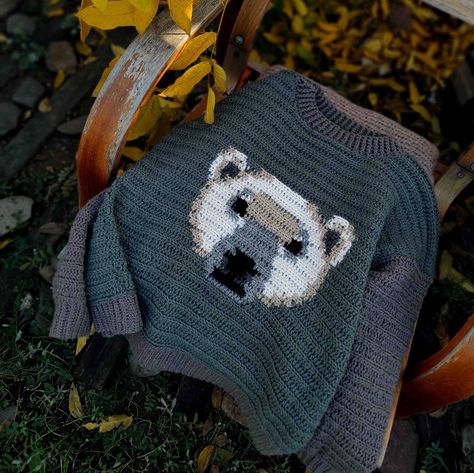 Orange Roof House, Oversized Sweater Crochet Pattern, Oversized Sweater Crochet, Sweater Crochet Pattern Free, Crochet Cat Bag, Cat Sweater Pattern, Crochet Polar Bear, Forest Sweater, Jumper Crochet Pattern