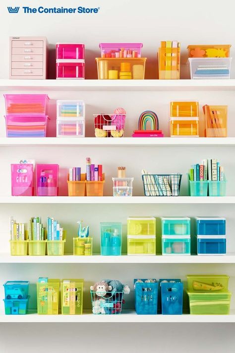 Closet Boxes, Kids Craft Room, Brighter Days, Rainbow Crafts, The Container Store, Craft Room Storage, Drawer Organizers, Container Store, Under Bed