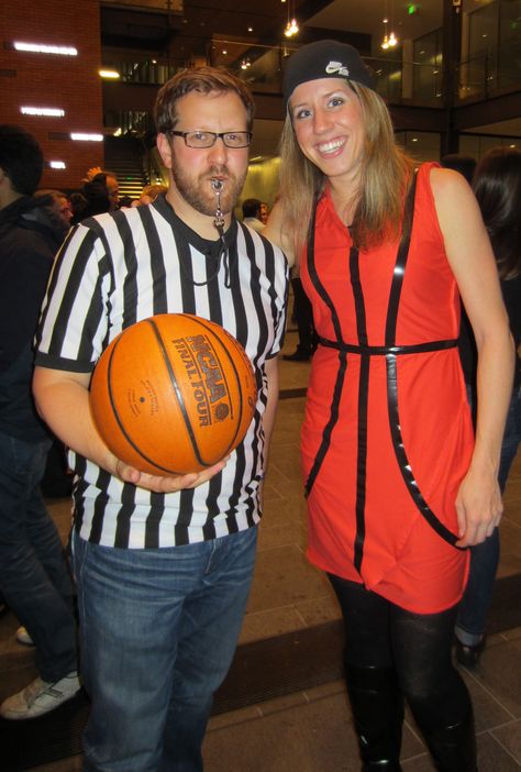 DIY Basketball (orange dress and electrical tape.) Football is also easy with brown dress or XL t-shirt and white duct tape. Diy Basketball Costume, Basketball Costume Ideas, Basketball Player Costume, Basketball Craft, Couple Basketball, Basketball Costume, 2023 Costumes, Basketball Crafts, Diy Basketball