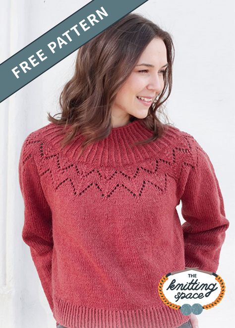 Wear the beauty of December anytime you want and craft this December Bloom Knit Sweater. It's a lovely laced piece with ribbed edges and split in the sides. This piece makes for a lovely gift idea for ladies. | Discover over 5,500 free knitting patterns at theknittingspace.com Sweater Free Knitting Pattern, Knitting Space, Easy Sweater Knitting Patterns, Fall Knitting Patterns, Free Knitting Patterns For Women, Knitting Patterns Free Sweater, Knitted Cardigans, Jumper Knitting Pattern, Jumper Patterns