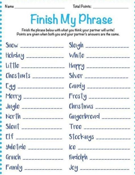 Finish My Phrase | Finish The Phrase | Christmas Scattergories | Christmas Party Games | Holiday Par Christmas Party Games For Women, Party Games For Women, Finish My Phrase, Holiday Gift Exchange Games, Christmas Scattergories, Games For Women, Xmas Games, Fun Christmas Party Games, Christmas Games For Kids