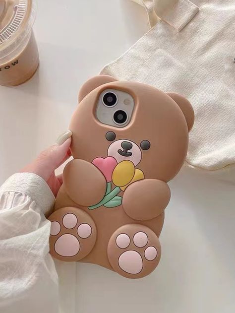 Cartoon Bear Design Silicone Anti-fall Phone Case | SHEIN USA Fluffy Phone Cases, Photo Iphone Case, Kawaii Iphone Case, Capas Samsung, Crystal Phone Case, Creative Iphone Case, Silicone Phone Covers, Purple Cases, Casing Iphone