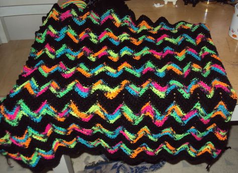 Blacklight Yarn Crochet Pattern, Neon Yarn Crochet, Red Heart Neon Stripes Crochet Patterns, Glow In The Dark Yarn Crochet Ideas, Free Crochet Patterns For Afghans Using Variegated Yarn, Varigated Crochet Patterns Free, Crochet Variegated Yarn, Red Crochet Blanket, Y Is For Yarn