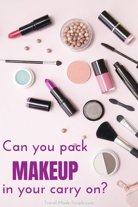 Can you bring makeup on a plane? It's not an easy answer since it depends on the type and the volume of liquids. Read more about makeup in carry on. #packingtips #traveltips #makeup Makeup On Plane, Carry On Makeup, Carry On Packing, Liquid Makeup, Plane Travel, Kid Friendly Travel Destinations, Kid Friendly Trips, On The Road Again, About Makeup