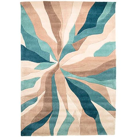 Infinite Splinter Rug | Dunelm Brown And Cream Living Room, Brown And Blue Living Room, Brown Sofa Living Room, Cream Colored Rug, Brown Living Room Decor, Teal Living Rooms, Brown Couch, Teal Rug, Brown Color Palette