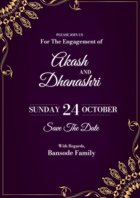 Marathi Engagement Invitation Card, Marathi Engagement, Engagement Invitation Card, Gold Ribbons, Invitation Card, Invitation Cards, Save The Date, Wedding Invitation, Wedding Invitations