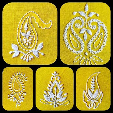 Chikankari Embroidery Motifs Pattern, Chicken Kari, Chikankari Embroidery, Hand Embroidery Patterns Flowers, Floral Embroidery Patterns, Hand Embroidery Videos, Embroidered Designs, Diy Embroidery Patterns, Hand Embroidery Tutorial