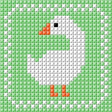 Cross Stitch Goose Pattern, Goose Perler Bead Pattern, Goose Alpha Pattern, Goose Cross Stitch, Intarsia Knitting Charts, Cross Stitch Calculator, Tiny Cross Stitch, Crochet Wall Hangings, Crochet Cow