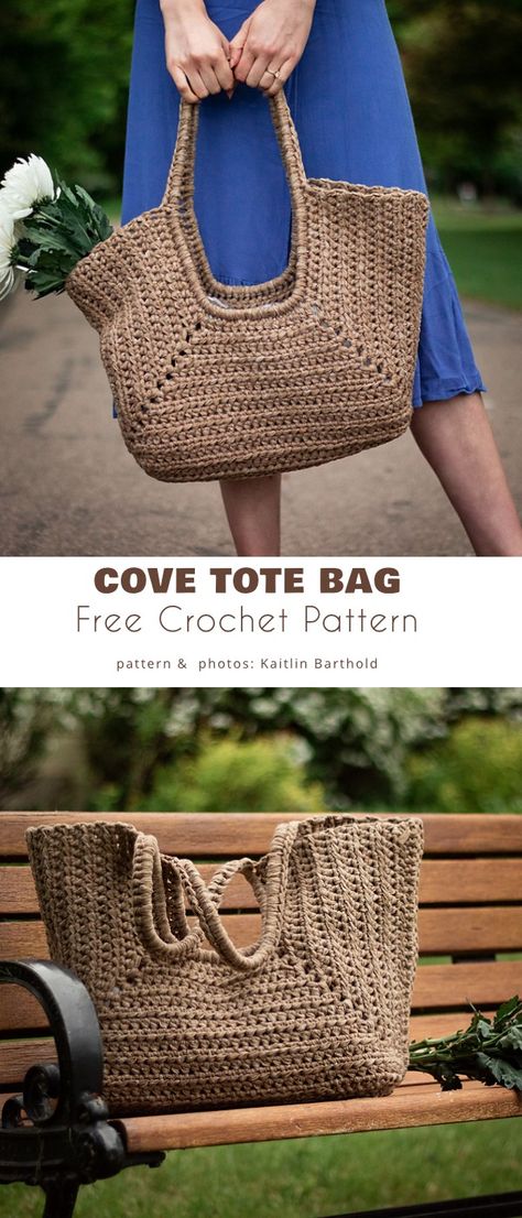 Cove Tote Bag Crochet Weekender Bag, Knitting Gadgets, Crocheted Purses, Tote Crochet, Crochet Tote Pattern, Crochet 101, Crochet Beach Bags, Free Crochet Bag, Mode Crochet