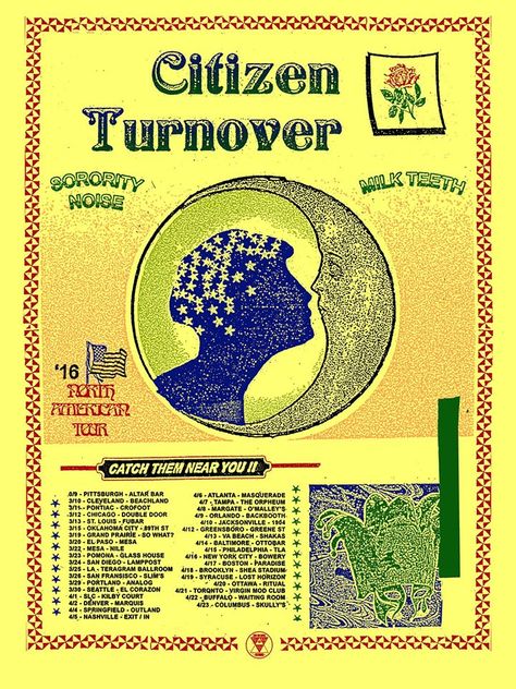 Turnover Band, Sorority Noise, Going To Heaven, Milk Teeth, Music Flyer, Grand Prairie, Band Stuff, Tour Posters, Band Logos