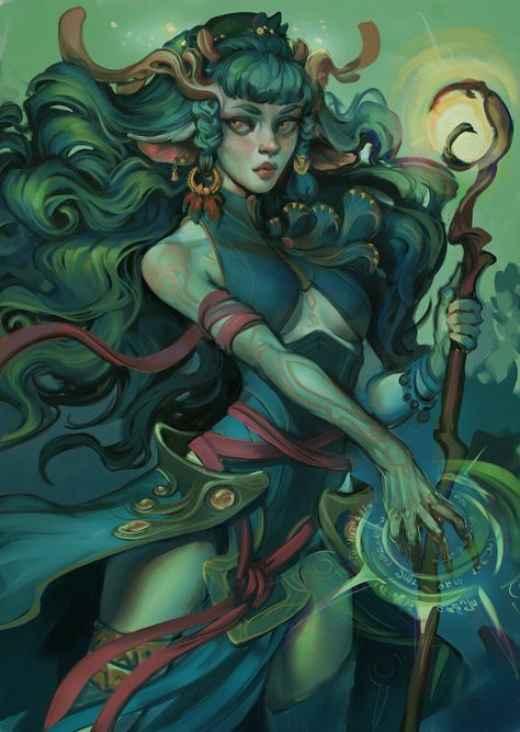 ArtStation - palette 52, ★ exellero Dnd Druid, Dnd Races, Dungeons And Dragons Characters, Dnd Art, Arte Fantasy, Female Character Design, Dnd Characters, Character Portraits, Fantasy Character Design