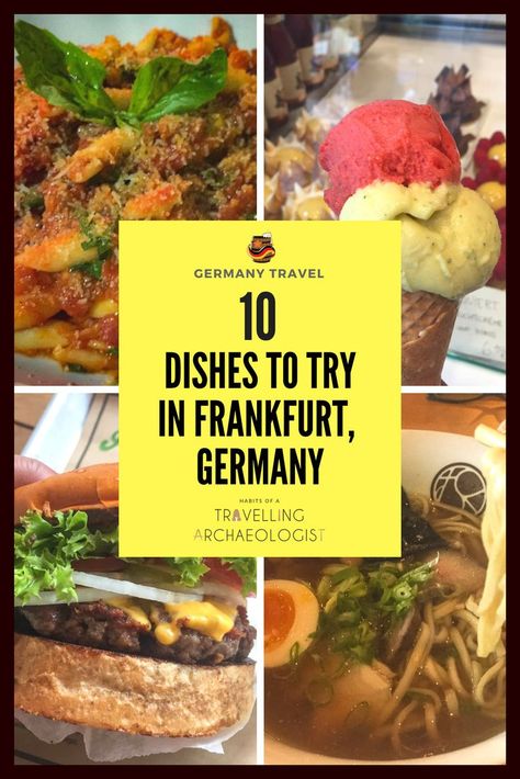 10 DISHES TO TRY IN FRANKFURT, GERMANY // If you're travelling to Frankfurt or happen to live there, these are 10 dishes worth trying. Some are local favorites, while others are foods you won't see on any other list. Check them out for yourself. #frankfur Frankfurt Germany Food, Manheim Germany, Frankfort Germany, Frankfurt Food, Instagrammable Food, Bavaria Travel, Germany Food, Germany Trip, German Foods