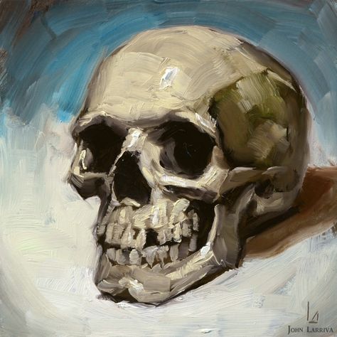 Skull Paintings, John Larriva, Soon Video, Arte Peculiar, Skulls Drawing, Skull Painting, Skeleton Art, Human Skull, Ap Art