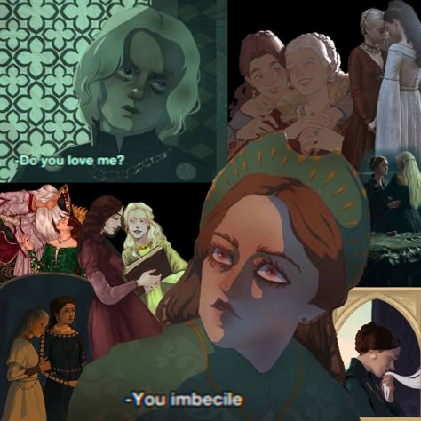 A collage of fan-art contrasting the relationship between Rhaenyra Targaryen and Allicent Hightower with that of Allicent & her son Aegon II Targaryen within the framework of the “Do you love me?” scene. House Of The Dragon Fanart Aegon, Rhaenyra And Her Sons Fanart, Rhaego Targaryen Fan Art, Haelena Targaryen Fan Art, Aegon Targaryen Art, Harwin Strong Rhaenyra Fanart, Alicent And Rhaenyra Fanart, House Of Dragon Fanart, Aegon Targaryen Fanart