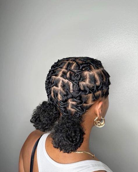 Short Locs Hairstyles Barrel Twist, Loc Hairstyles For Birthday, Hair Styles For Dreads For Women, Hoop Hairstyles, Short Dreadlock Styles For Women Black, Locks Hairstyles For Women, Dreadlocks Styles For Women Black, Start Locs, Black Locs