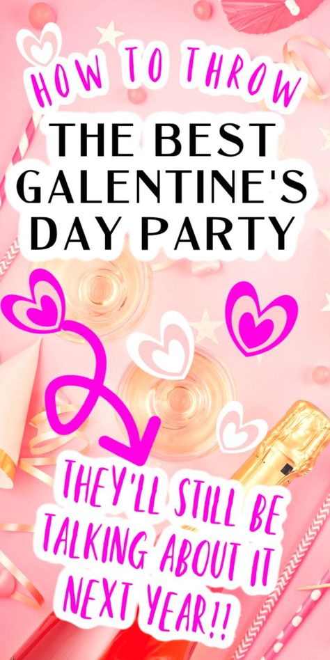 Galentines Day Ideas (Fun Valentine's Day Party For Friends) text over pink galentines party theme table Activities For Galantines, Galentine Ideas For Teens, Things To Do At A Valentines Day Party, Galentines Brunch Activities, Galentines Party Playlist, Valentines Womens Ministry Ideas, Women’s Party Games, Galentines Gifts Small Cheap, Valentine Day Party Ideas For Adults