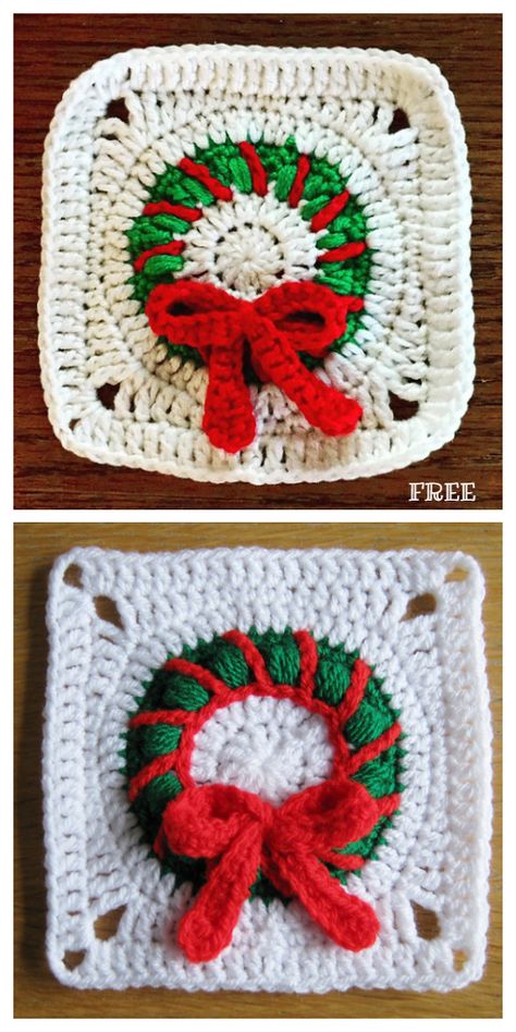 Christmas Granny Square Cardigan, Free Christmas Granny Square Patterns, Crochet Different Granny Squares, Holiday Granny Square Crochet, Christmas Granny Square Crochet Patterns Free, Crochet Christmas Granny Square Patterns, Crochet Christmas Squares, Christmas Crochet Squares, Christmas Crochet Granny Squares