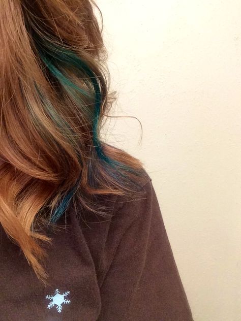 Teal streak in hair. #curlyhair #teal #bluehair #pretty Teal Hair Streaks, Streak In Hair, Blue Hair Streaks, Blonde Brown Hair Color, Purple Hair Streaks, Purple Blonde Hair, Blue Brown Hair, Blue Hair Highlights, Hair Stripping