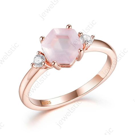 Best Friend Rings, Hexagonal Ring, Healing Crystal Ring, Friend Rings, Birthday Thanks, Rose Gold Plated Ring, Amethyst Ring Engagement, Green Amethyst Ring, Rose Quartz Ring