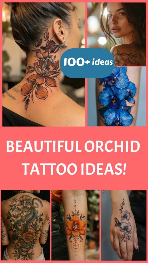 Unleash your inner flower power with a stunning orchid tattoo design! Whether you're into minimalist ink or a full-on sleeve masterpiece, the beauty and symbolism of orchids make them the perfect choice. Dive into the world of orchid tattoos with delicate shoulder pieces, intricate back designs, or small and dainty placements. Discover what these elegant blooms represent and let your tattoo tell a story as unique as you are. Get inspired and bloom like an orchid with your next ink creation! Orchid And Peony Tattoo, Orchid Flower Tattoos For Women, Orchid Cover Up Tattoo, Orchid Tattoo Placement, Orchid Tattoo On Shoulder, Single Orchid Tattoo, Orchids Tattoo Design, Lilac Tattoos, Blue Orchid Tattoo