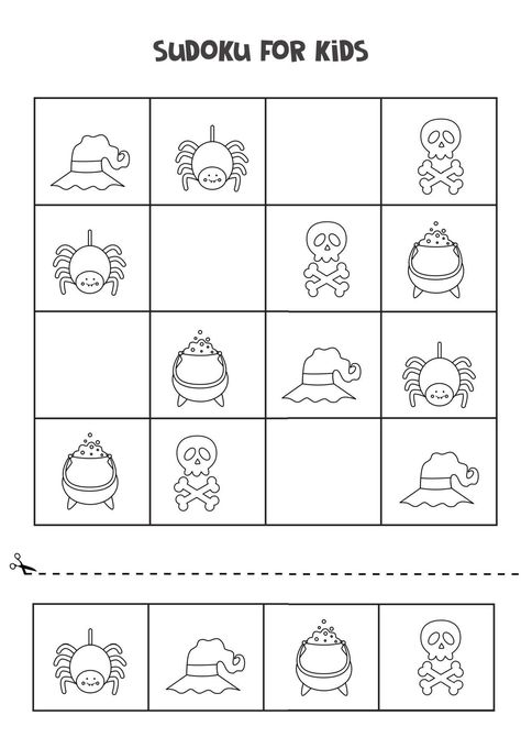 Sudoku game for kids with cute black and white Halloween pictures Sudoku For Kids, Black And White Halloween, White Halloween, Cute Black And White, Game For Kids, Wedding People, Heart Tree, Cityscape Photos, Logo Banners