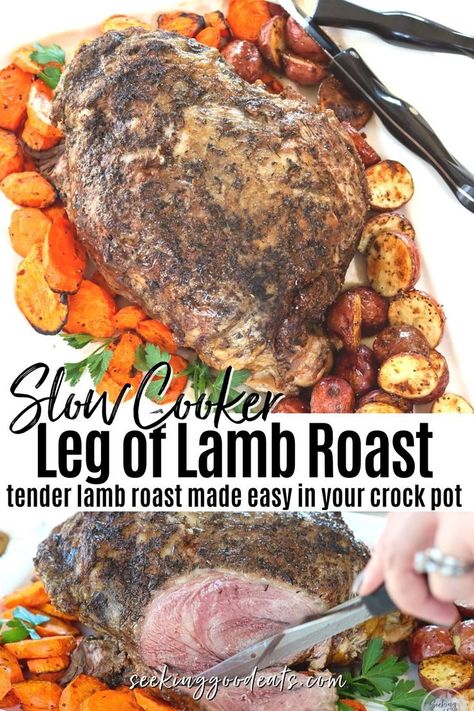 Lamb Recipes Crockpot, Slow Cooker Lamb Roast, Slow Cooked Leg Of Lamb, Lamb Leg Roast Recipes, Lamb Barbacoa, Crockpot Lamb, Yorkshire Pudding Wrap, Lamb Roast Recipe, Lamb Leg Recipes