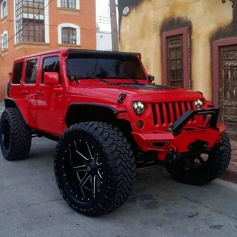 Wrangler Modified, Carros Jeep, Red Jeep Wrangler, Jeep Wrangler Lifted, Safari Jeep, Badass Jeep, Red Jeep, Custom Jeep Wrangler, Hors Route