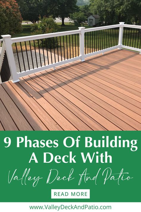 Ready to turn your outdoor dreams into reality? Dive into our latest how to build a deck blog post unveiling the 9 phases of building a deck! Whether you're envisioning a cozy backyard retreat or an expansive deck for entertaining, this comprehensive guide has you covered every step of the way. Click the link to read more today! Decks With Multiple Levels, Deck Plans Elevated, Deck With Wide Stairs, Elevated Deck With Patio Below, Timbertech Deck Stairs, Outdoor Space Design, Cozy Backyard, Patio Deck Designs, Deck Builders