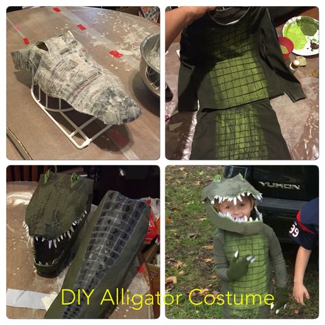 DIY Alligator Costume Alligator Mask Diy, Alligator Diy Costume, Diy Alligator Costume, Crocodile Costume Diy, Diy Alligator, Halloween Zoo, Alligator Costume, Halloween Performance, Crocodile Costume