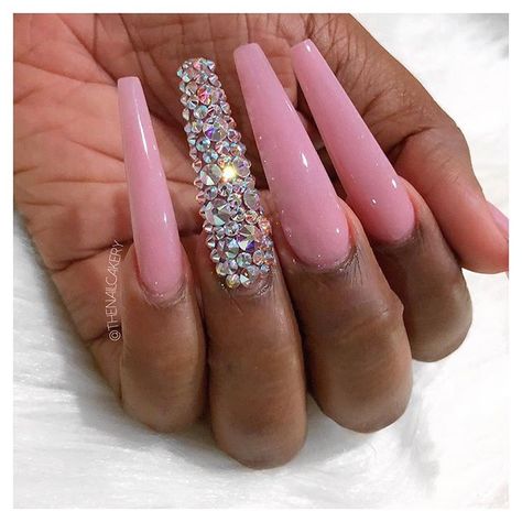 S. Thomas Pink Acrylic, Glam Nails, Hot Nails, Fabulous Nails, Fire Nails, Bling Nails, Pretty Acrylic Nails, Dope Nails, Nail Shapes