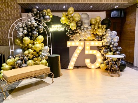 75th Party Decorations, Decorating Ideas For 75th Birthday Party, 75 Yr Old Birthday Ideas, 75th Birthday Balloon Decorations, 80th Birthday Party Backdrop, 75th Birthday Theme Ideas, 75 Birthday Party Ideas Mom Decorations, 75th Birthday Backdrop Ideas, 75 Bday Ideas 75th Birthday Parties