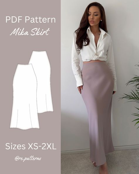 Maxi Skirt Patterns Sewing Free, Sewing Patterns Maxi Skirt, Pattern Sewing Skirt, Long Silk Skirt Pattern, Sewing Patterns For Silk Fabric, Skirt Pdf Pattern, Bias Skirt Pattern Free, Long Skirt Sewing Pattern Free, Diy Silk Skirt