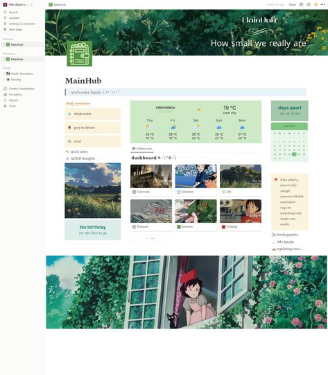 Notion Icons, Notion Inspo, Notion Templates, Inspo Board, Studio Ghibli, Quick Saves